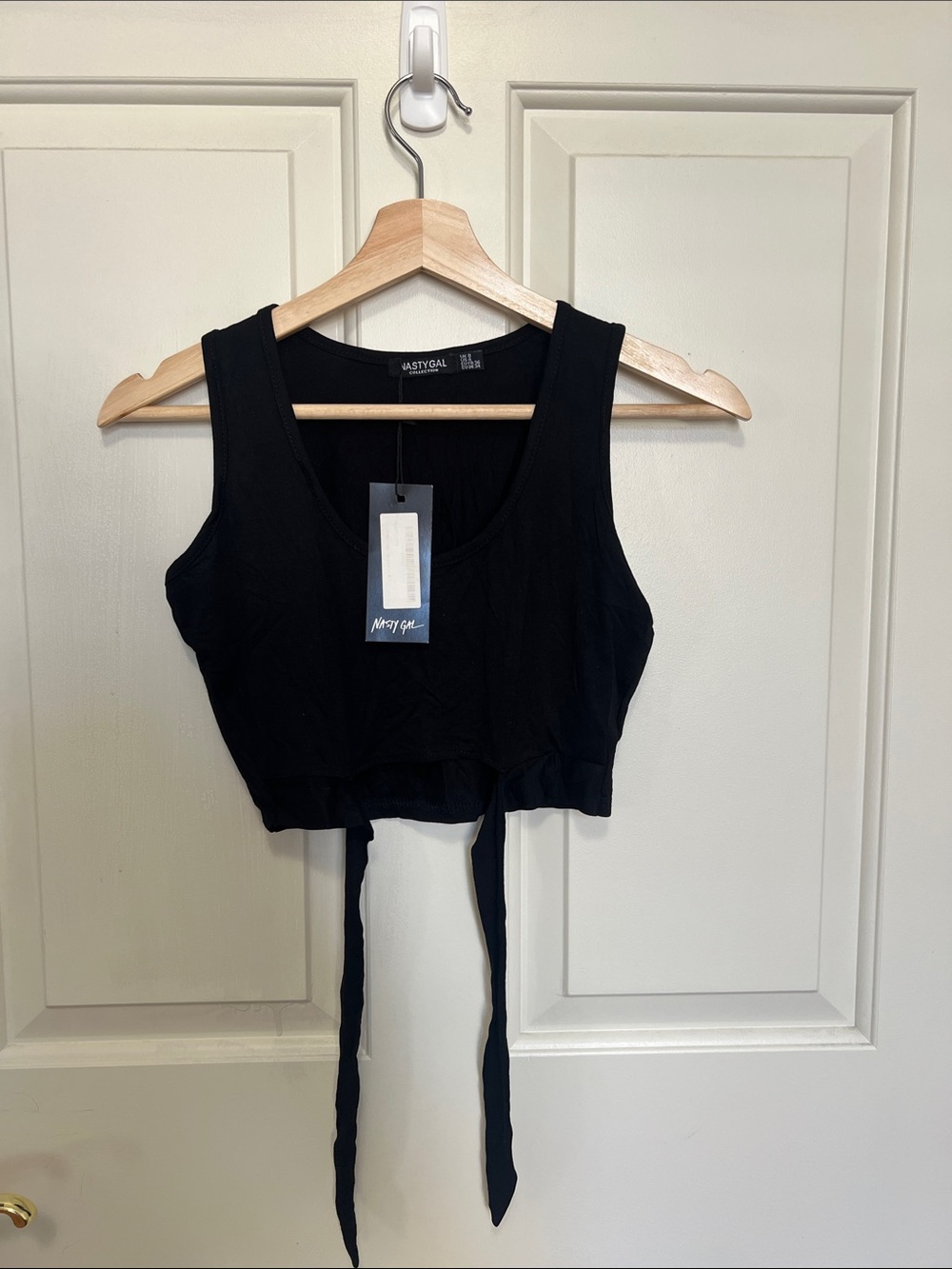 Nasty Gal Black Tie-Front Crop Tank